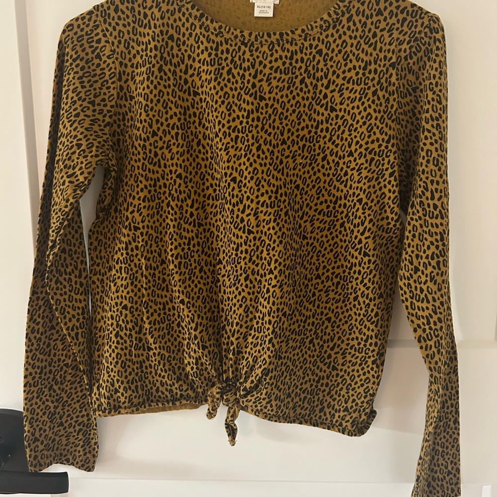 Crewcuts Animal Print Tie-Front Blouse